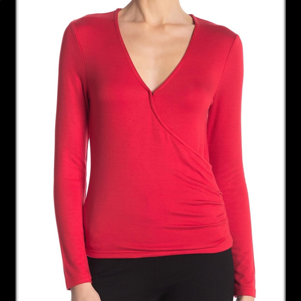 cupcakes & cashmere Salsa Red Erick Surplice Top